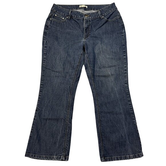 Riders By Lee Womens Blue Denim No Gap Waist Bootcut Jeans Mid Rise Size 18P - Picture 1 of 12